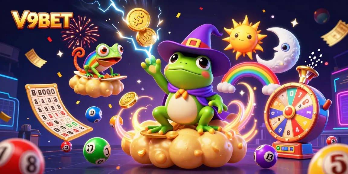Experience the thrill of winning with V9BET in a vibrant casino scene featuring stunning visuals.