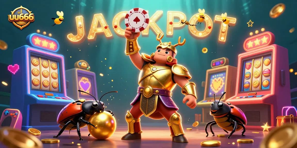 Experience excitement at uu666 with a victorious beetle and jackpot elements, highlighting casino fun.