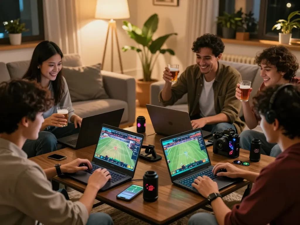 Celebrating a winning moment with friends while engaging in 9bet uy tín sports betting online.