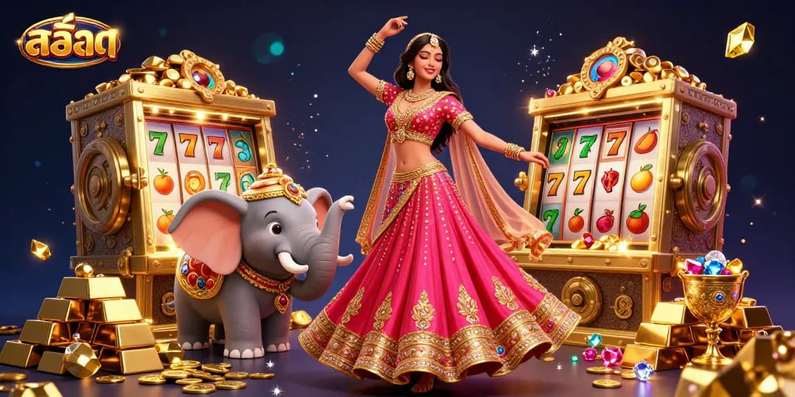 Spin the slots for big wins! Engaging illustration of สล็อต with vibrant colors and casino elements.
