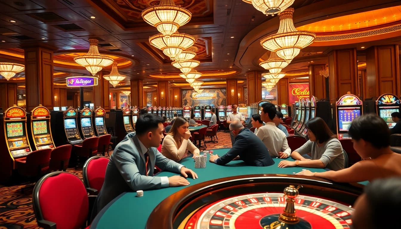 Exciting casino scene featuring players at a poker table, highlighting the luxury of nhà cái 58WIN.