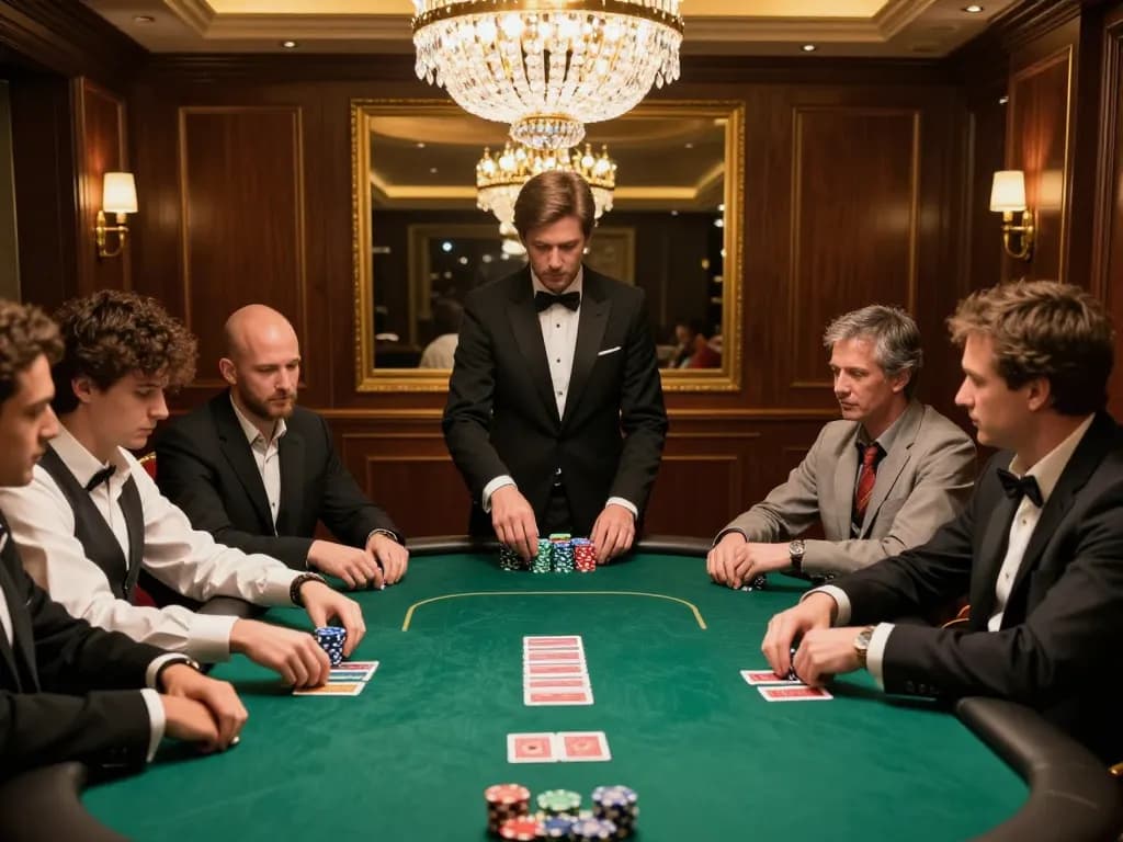 Players engaged in high-stakes poker at LV88's exclusive table, capturing thrilling gameplay.