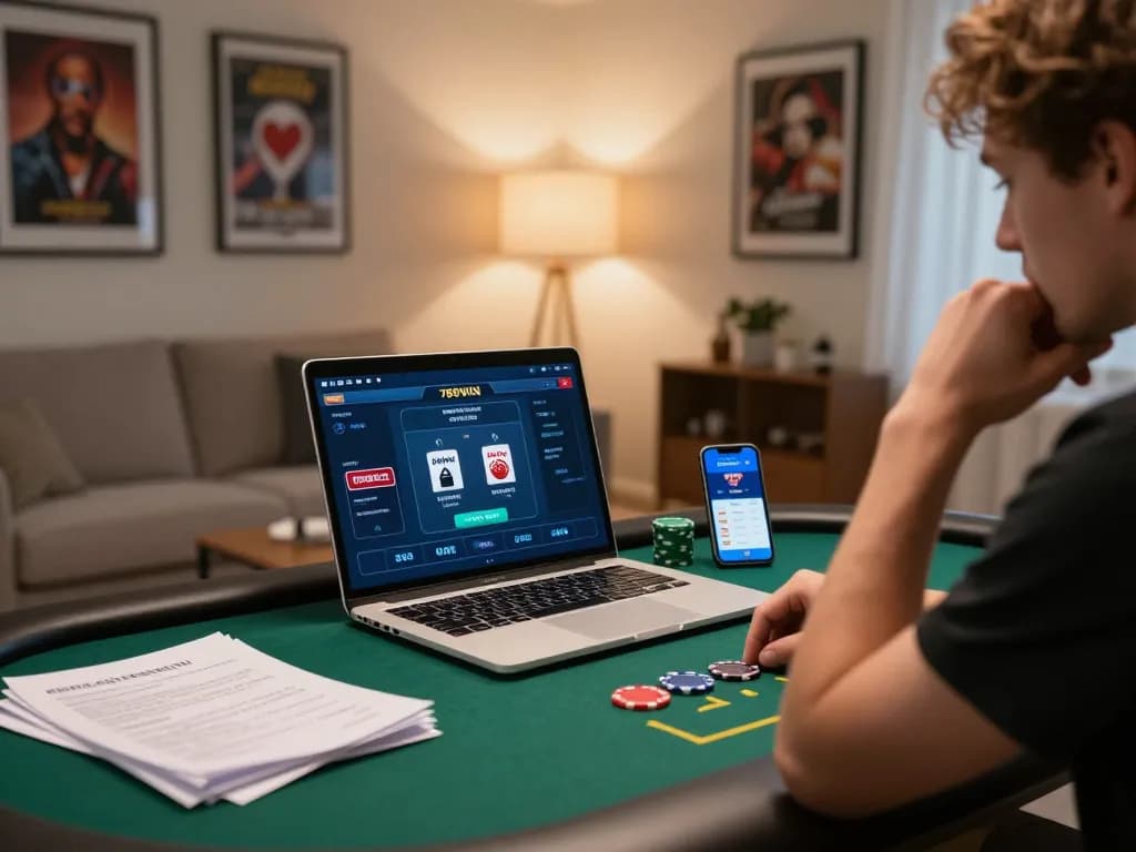 Engaging in a thrilling poker game while using the 789WIN app in a cozy home setting.