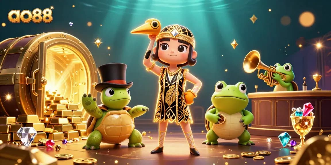 Experience thrilling wins at ao88 with vibrant games and golden treasures in this captivating casino scene.