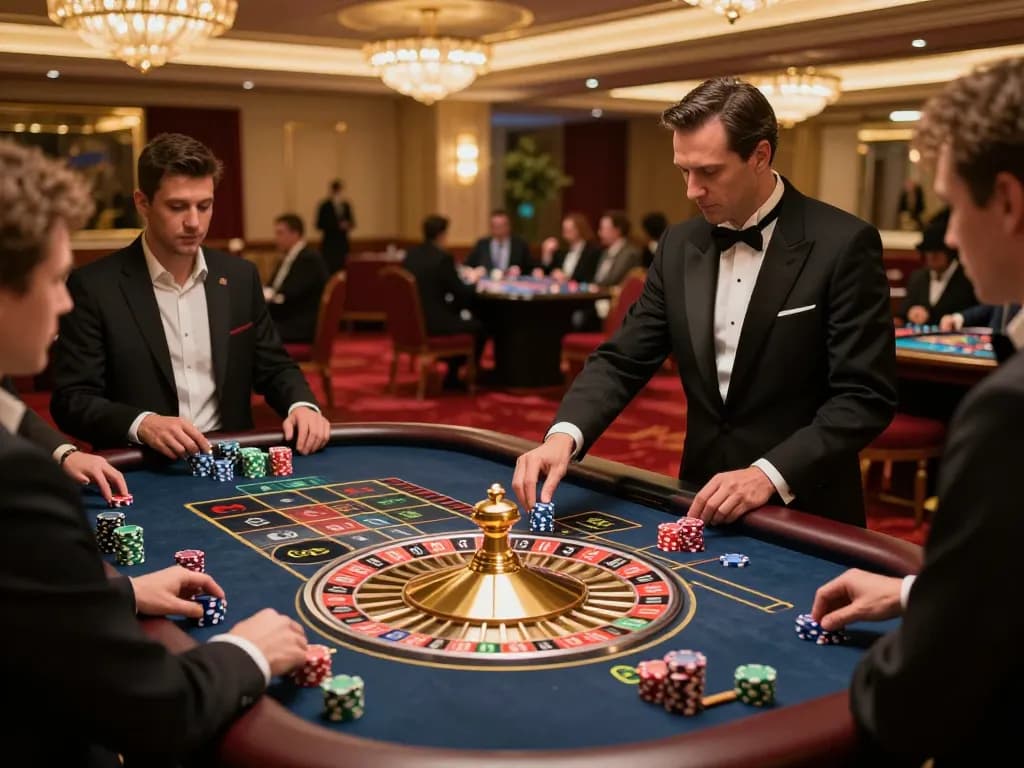 Engaged players placing bets at a roulette table while using https://fun88cd.in.net/ for online gambling.
