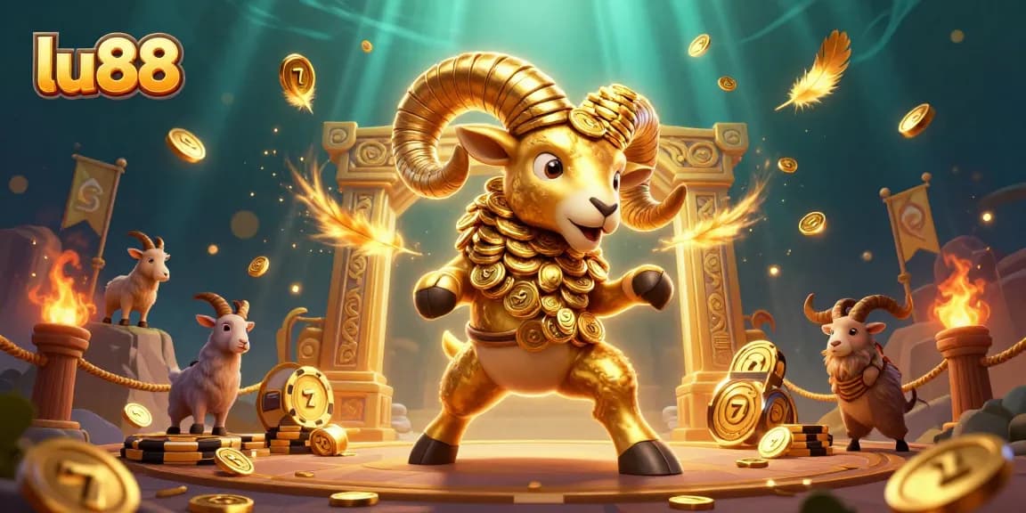 Experience the excitement of lu88 with golden rams charging towards winning slots and prizes.
