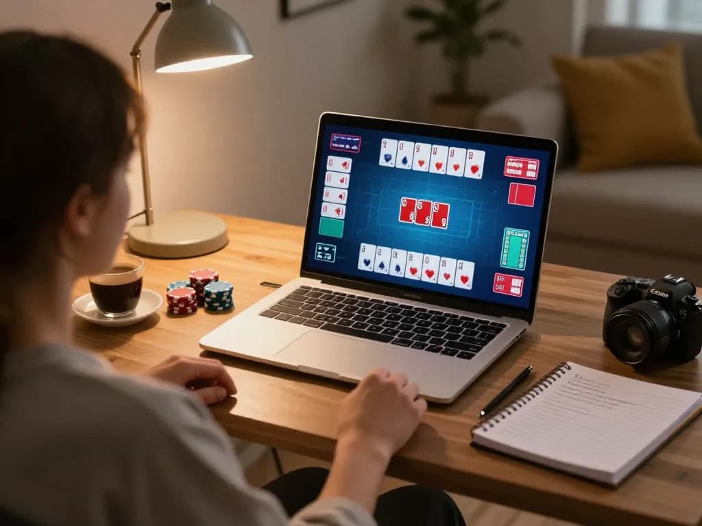 Engage in online poker gameplay with 23WIN, showing vibrant cards and strategic moves.