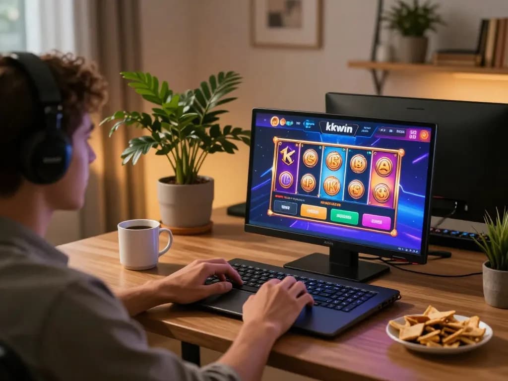 Engaging with kkwin online casino via laptop brings a vibrant gaming experience.