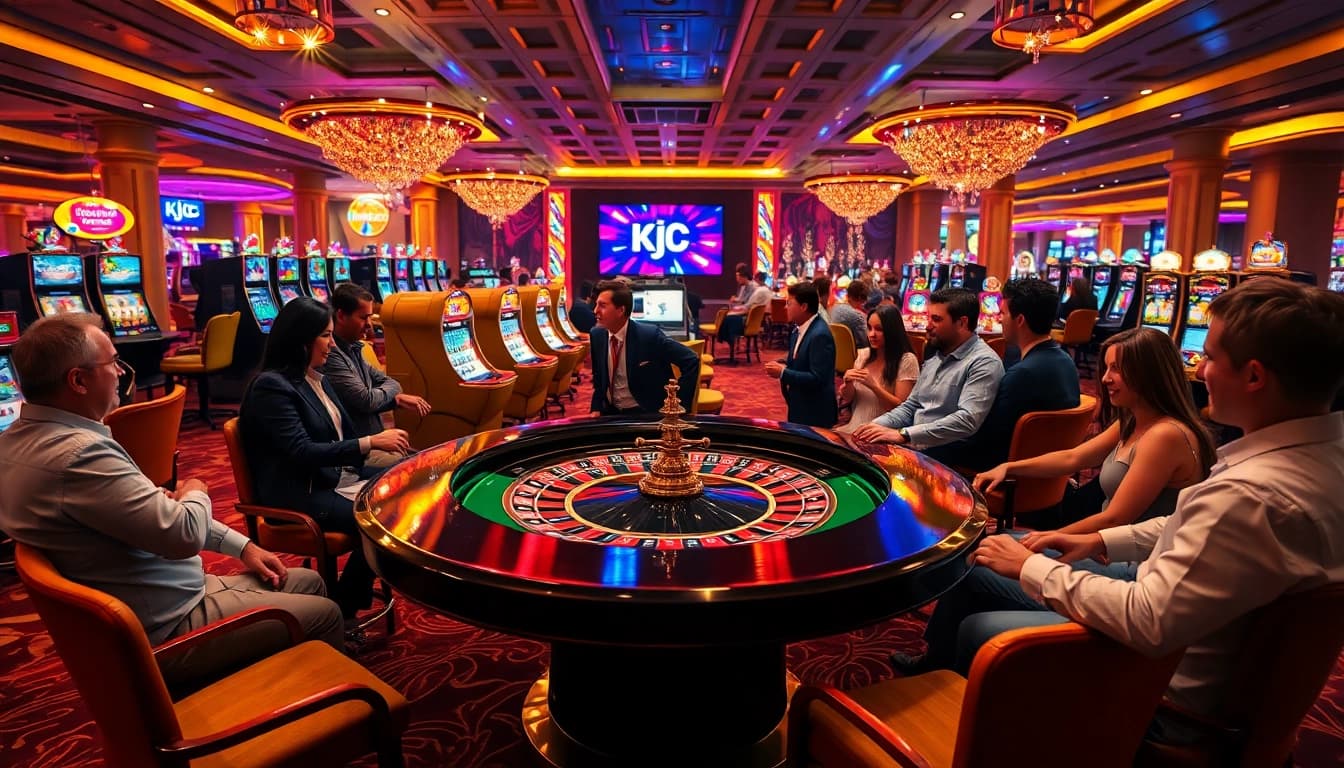 KJC offers thrilling casino experiences with professional gamblers engaged at roulette tables.