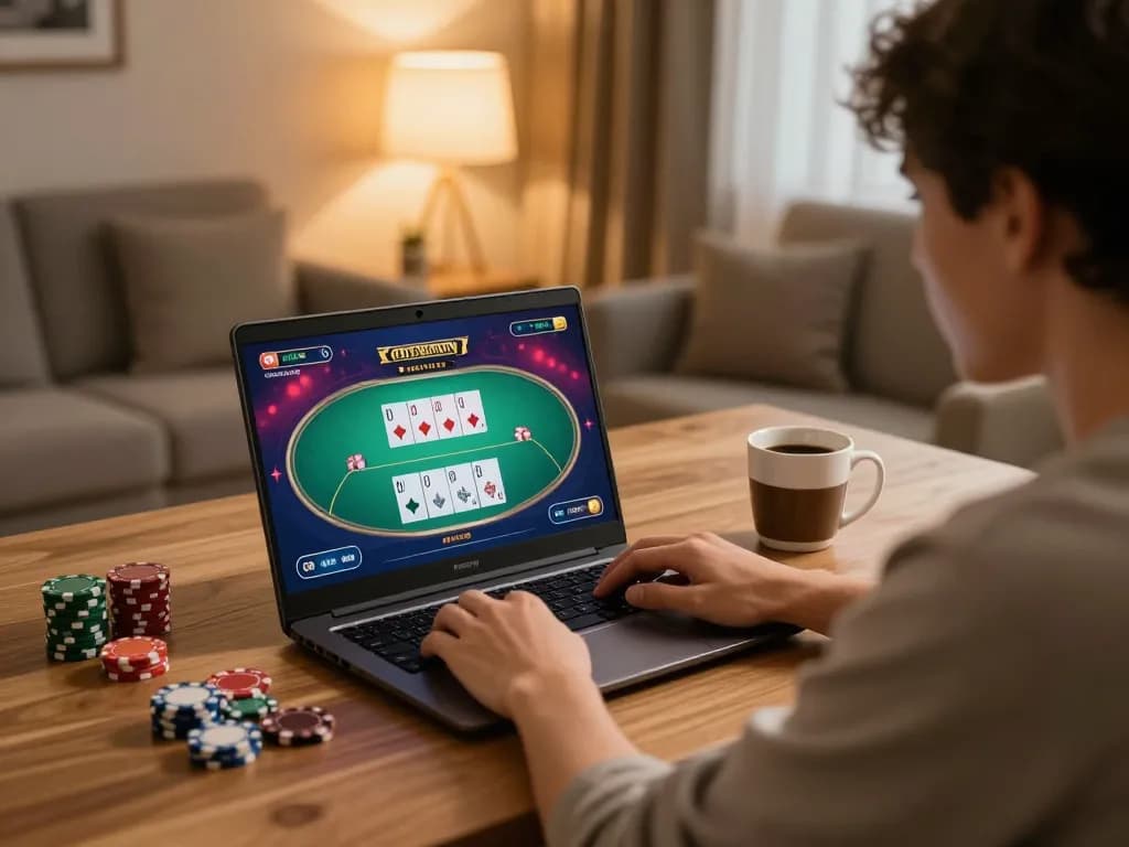 Link đăng ký Tic88 enabling online poker excitement in a cozy home gaming setup.