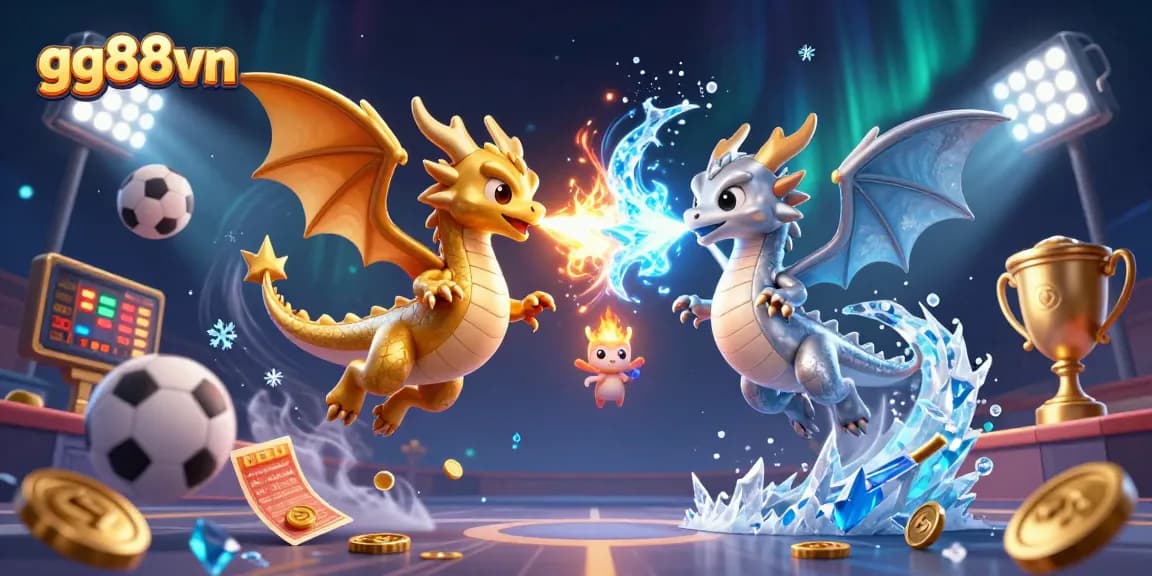 Engage with gg88vn's thrilling gameplay, featuring dynamic dragons in a vibrant casino scene.