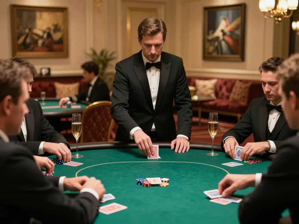 Players engaging in high-stakes poker at a VIP table showcasing https://fa88.team/ elite casino experience with strategic gameplay.