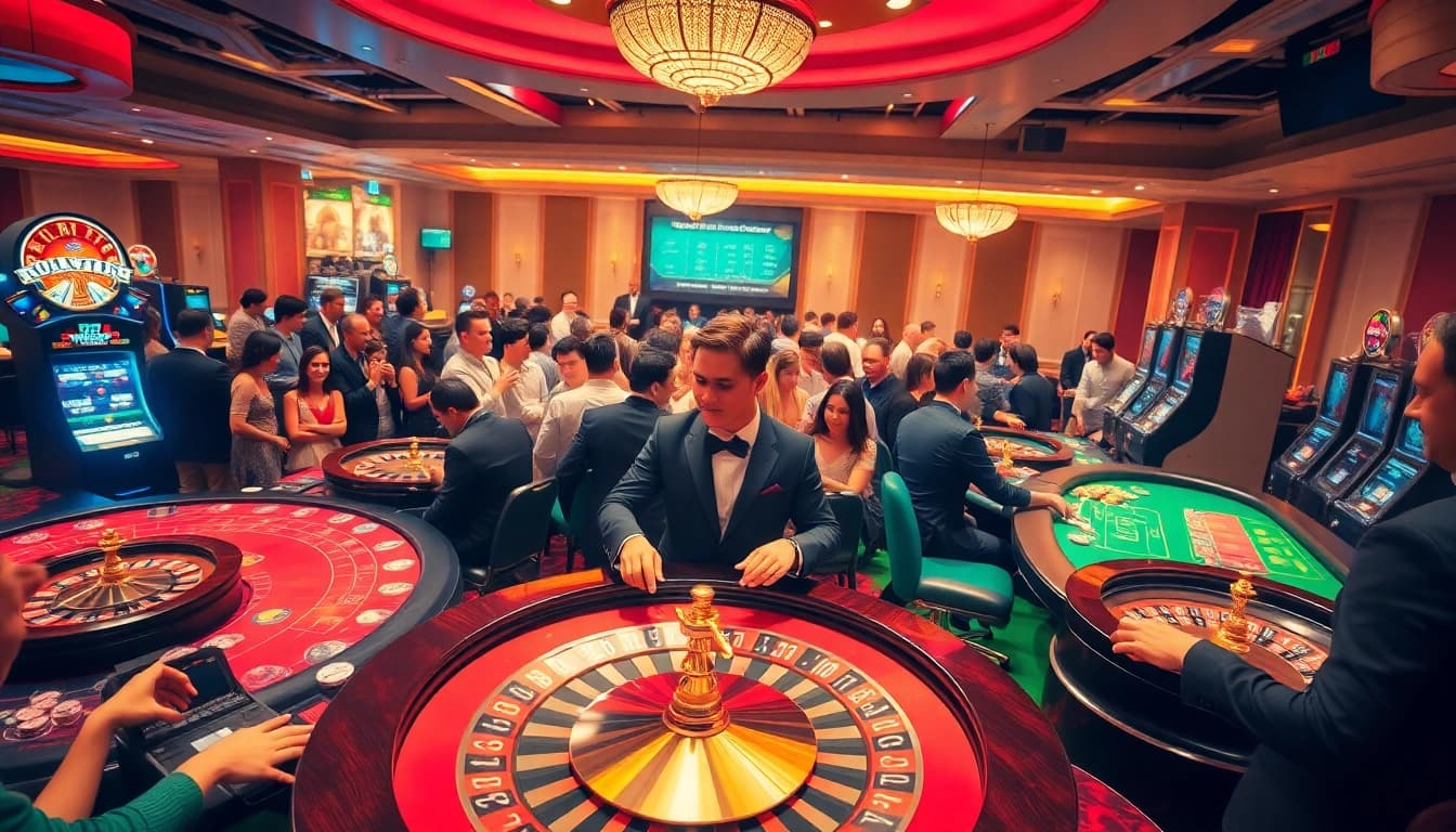 Experience thrilling gambling action at G28 with dynamic casino tables and colorful slot machines.