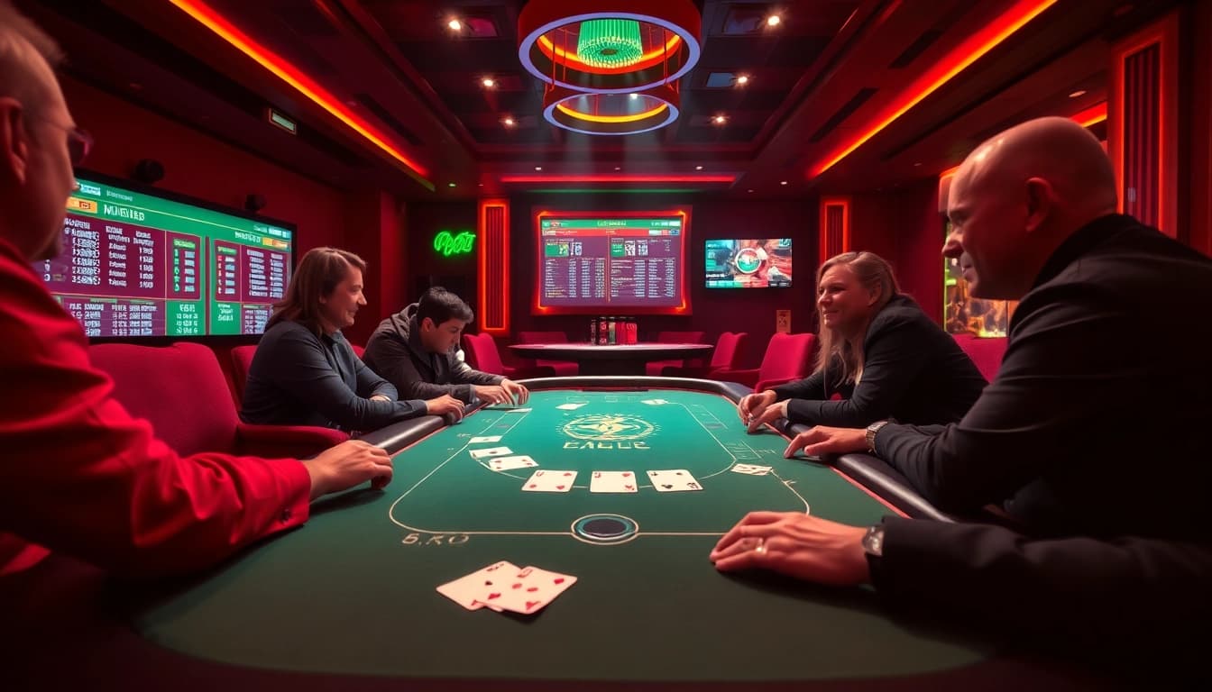 Dynamic online casino scene at ku1111.vip with players enjoying poker and baccarat games.