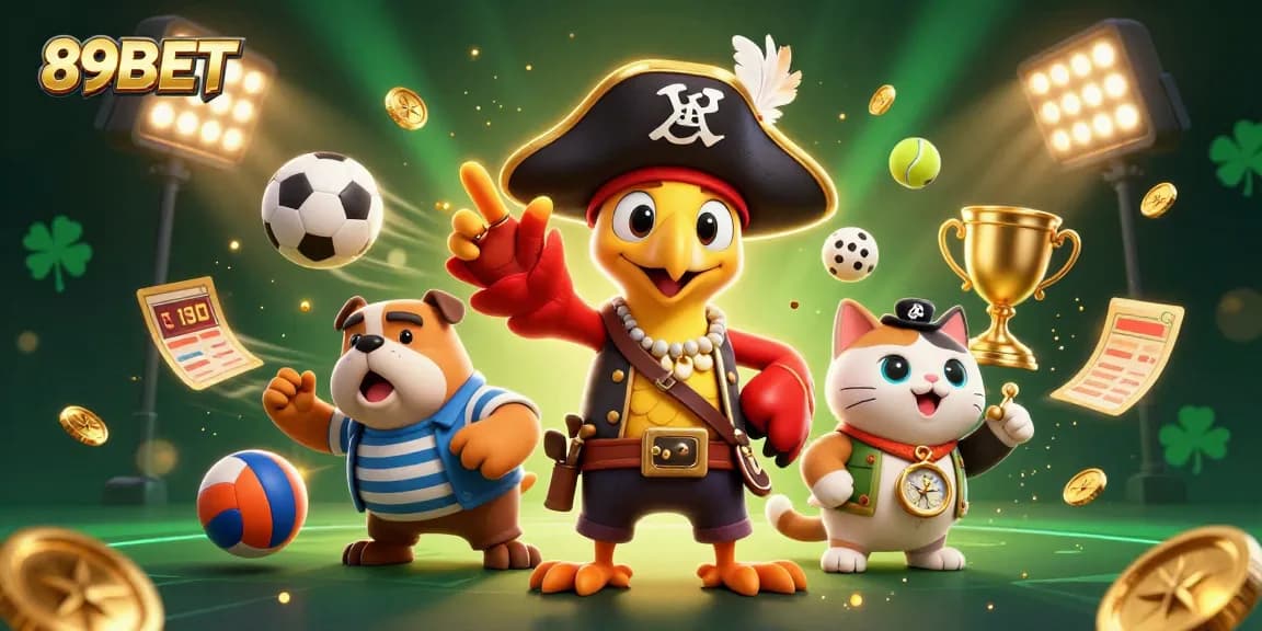 Experience thrilling gaming action at 89BET with 3D characters in a vibrant casino setting.