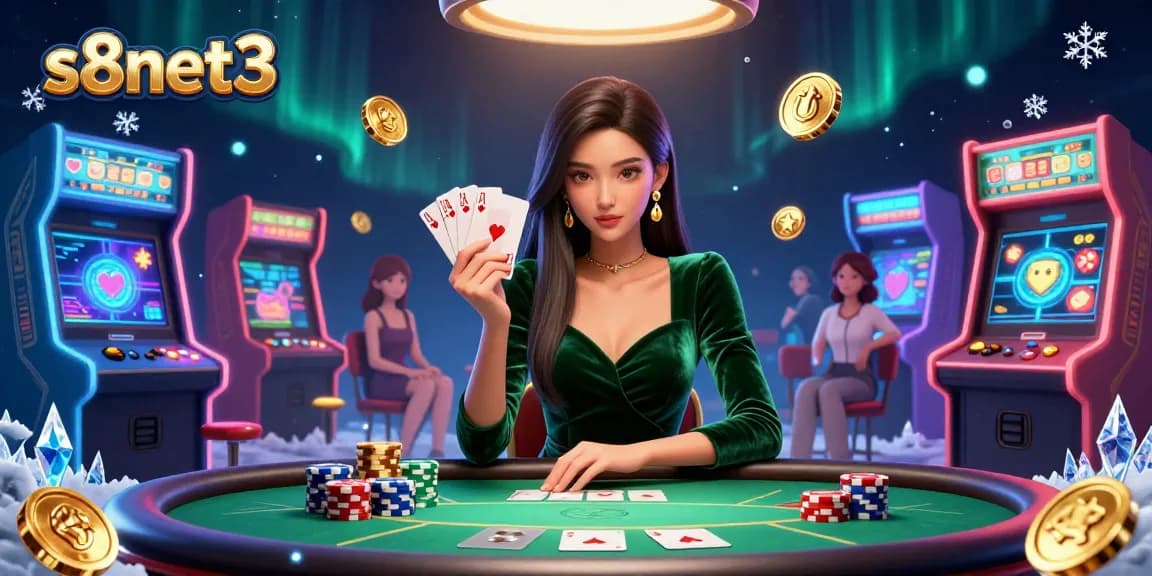 Experience thrilling gameplay at s8net3 with a winner at the poker table and vibrant casino elements.