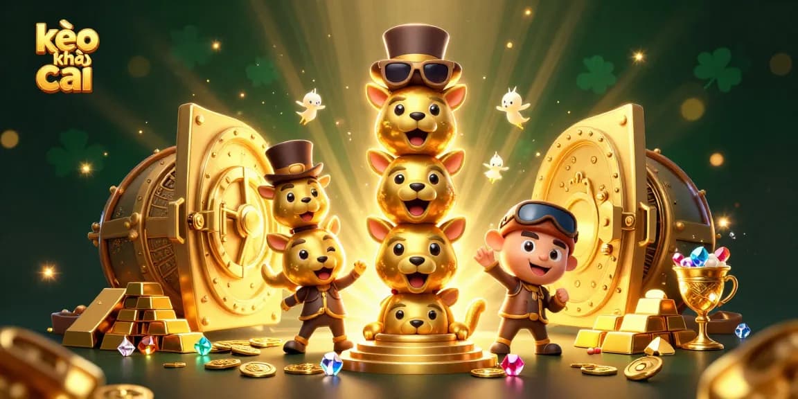 Engage with kèo nhà cái through this vibrant, animated casino-themed illustration packed with dazzling treasures.