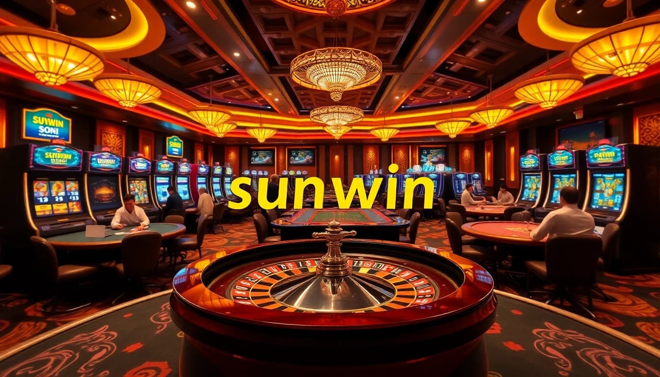 Excited players experiencing winning moments at Sun Win casino tables in a luxurious setting.
