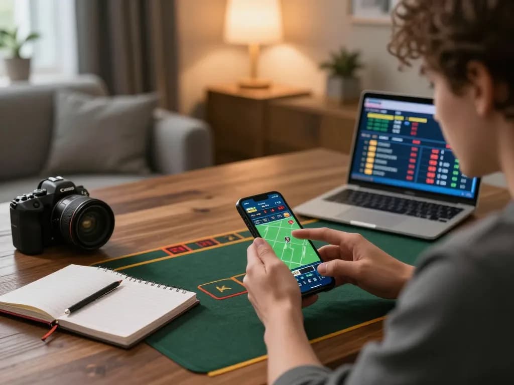 Engaging in mobile sports betting with 7M, showcasing live odds on a smartphone.