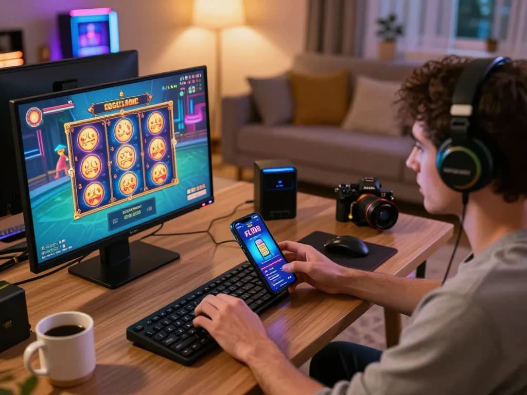 Engaging in gaming strategies on FLY88 mobile app amidst a cozy environment.