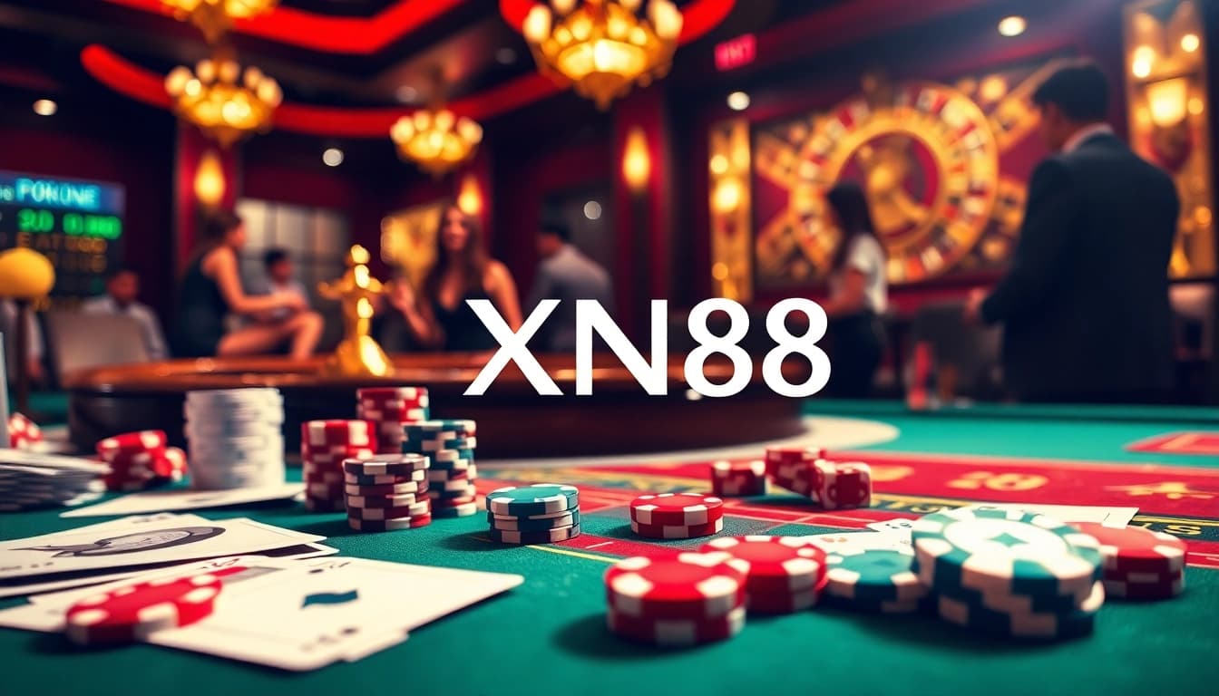 Experience thrilling gameplay at XN88 casino featuring vibrant poker tables and exciting roulette.