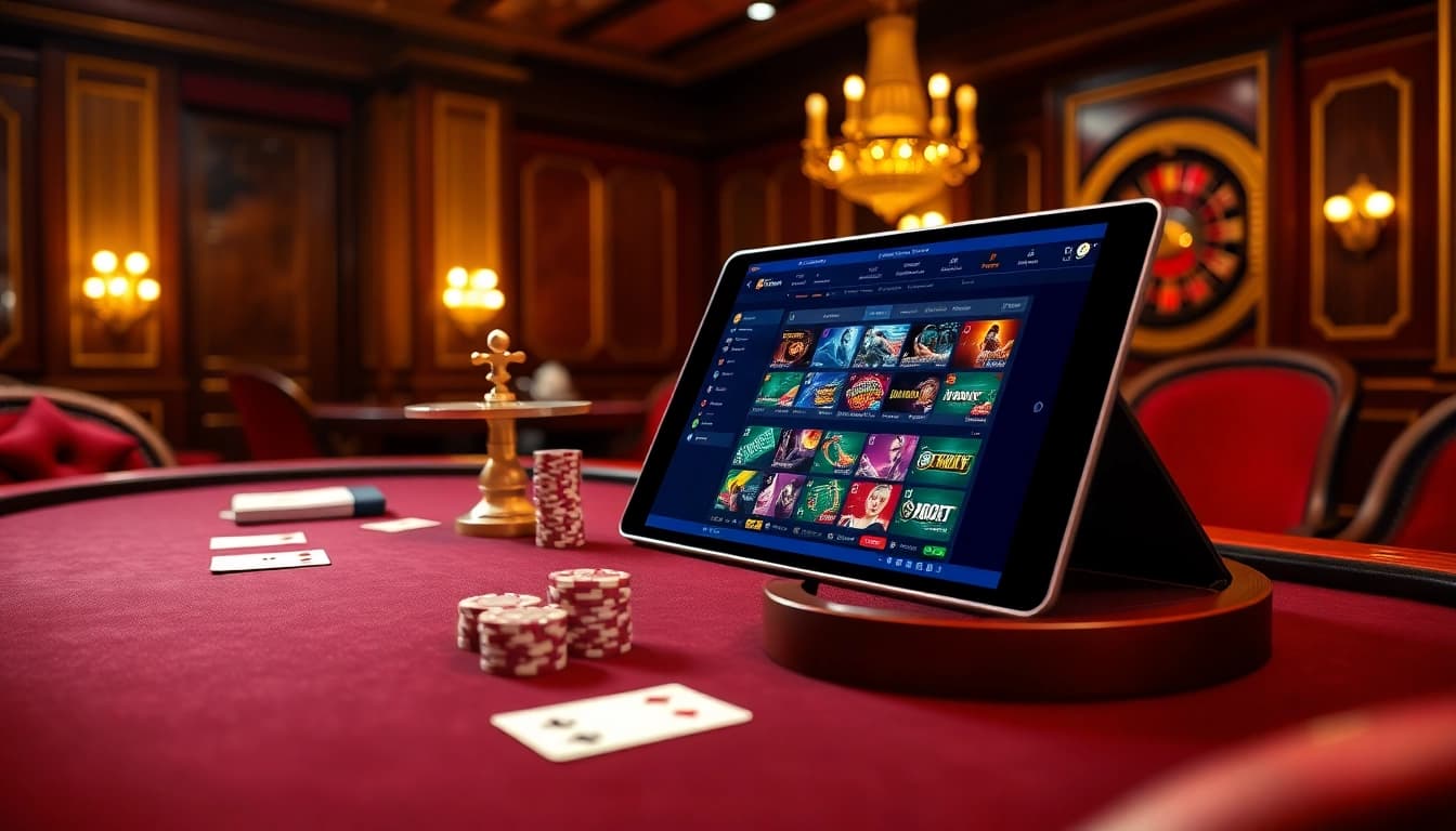 Experience the excitement of nhà cái 8kbet with a vibrant casino scene featuring poker chips and cards.