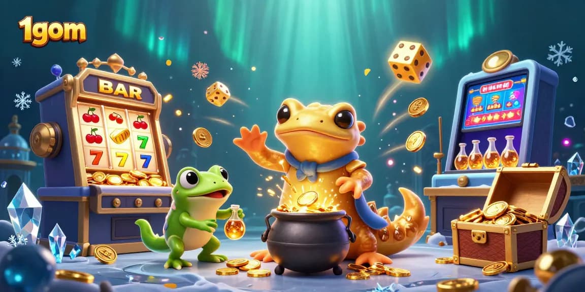Experience thrilling gameplay at 1gom with vibrant casino elements and dynamic gold animations.