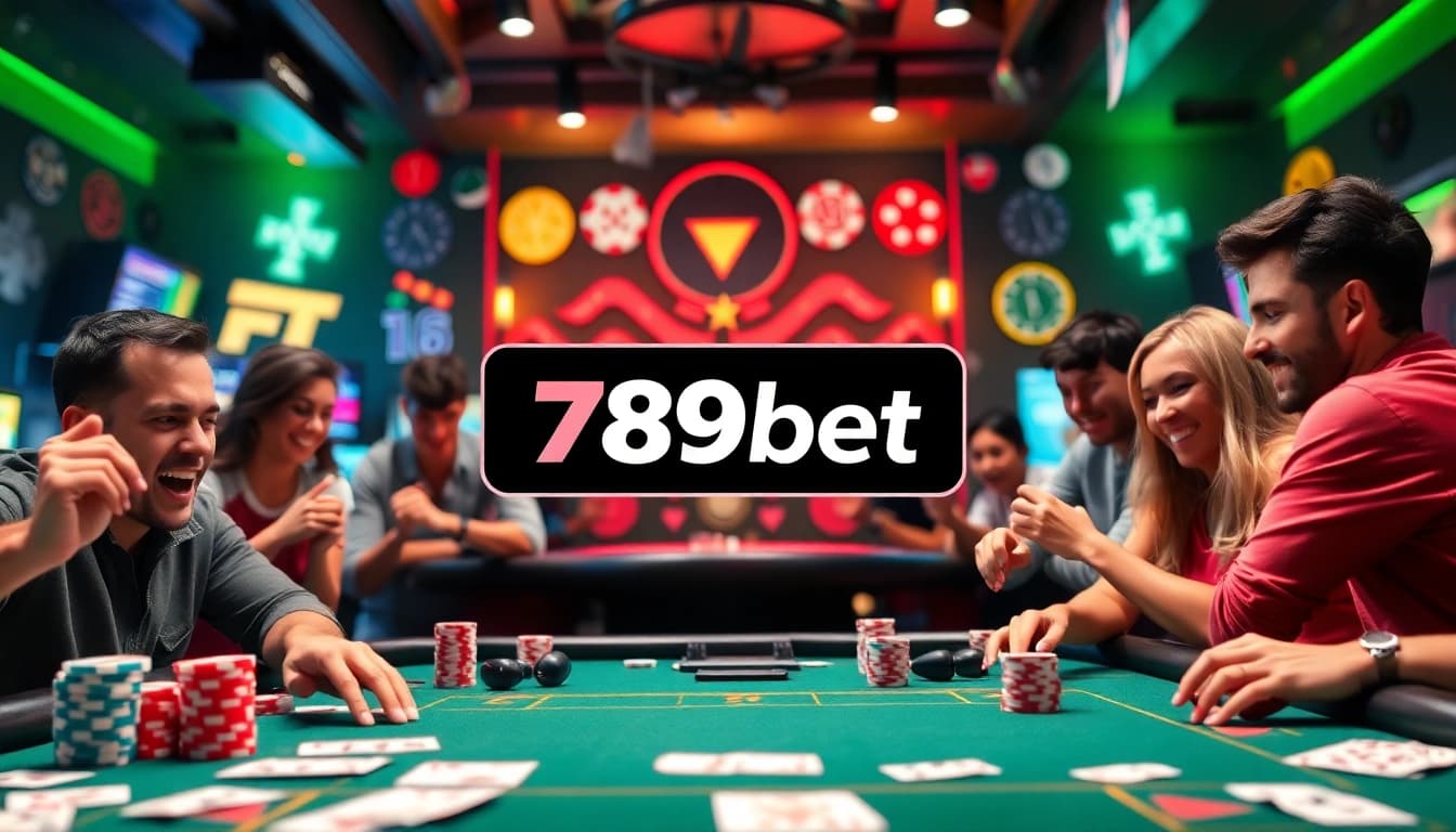 Exciting 789bet online gambling scene with poker chips and cards.