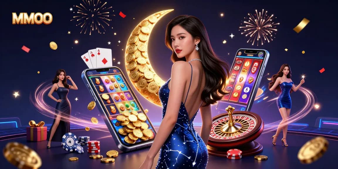 Engage in MMOO with a stunning 3D casino scene featuring dynamic game elements and vibrant visuals.
