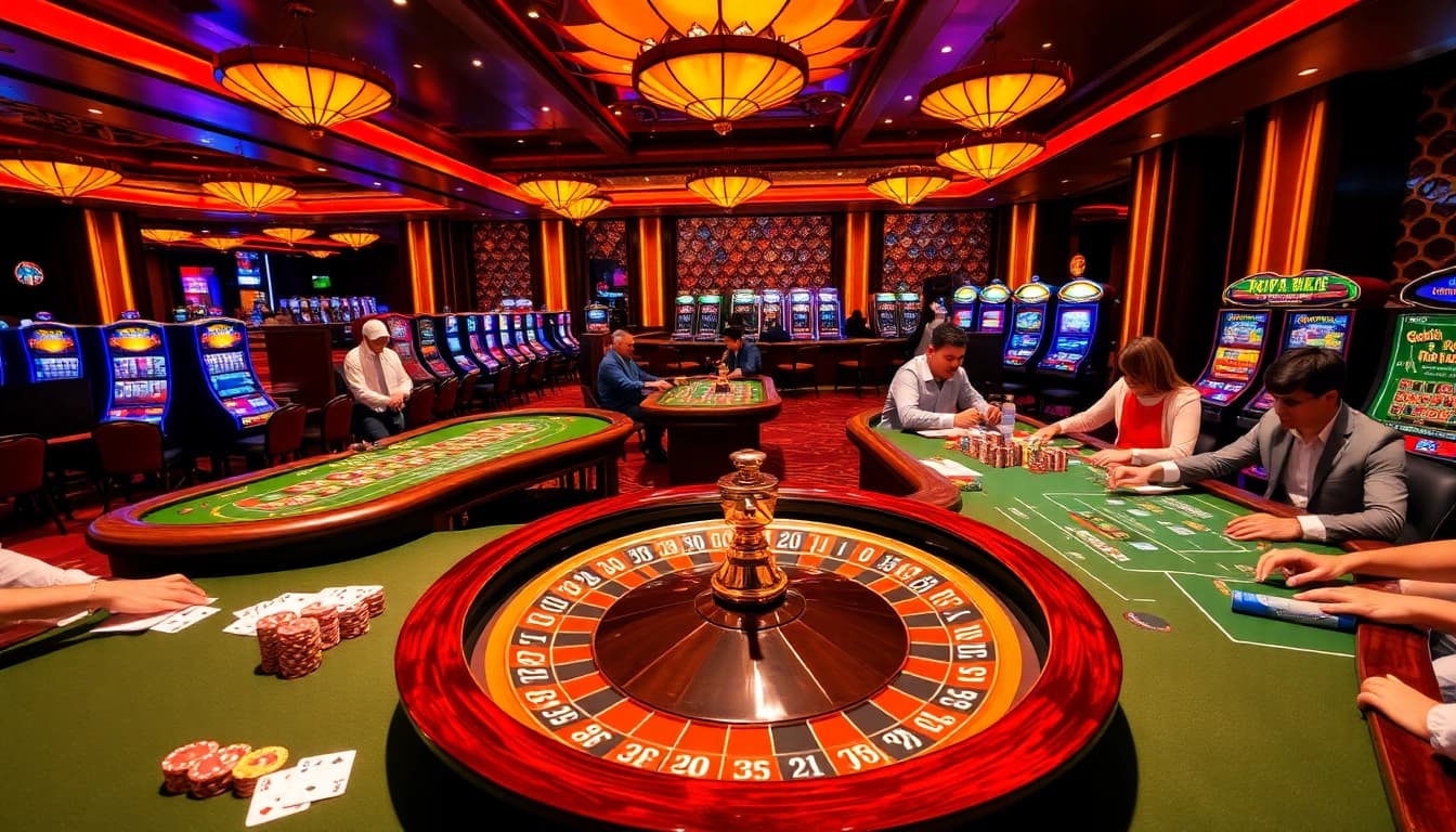 Thrilling gameplay at the cổng game 88bet showcasing vibrant casino elements and players betting.