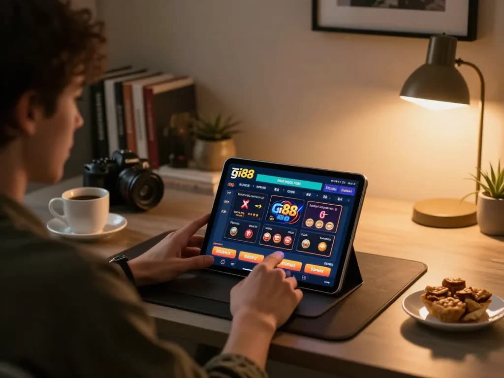Engaging in gi88 online gaming for a strategic advantage in a cozy home setup.