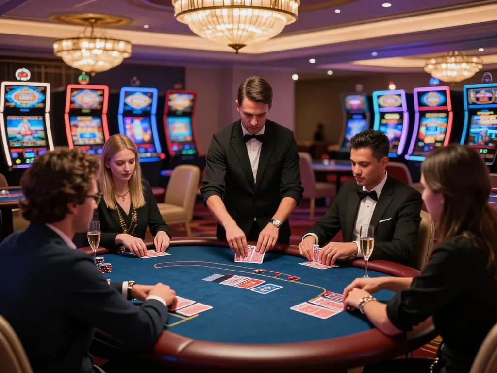 Engaged players in a high-stakes game showcasing Slot Malaysia in a luxurious VIP casino area.