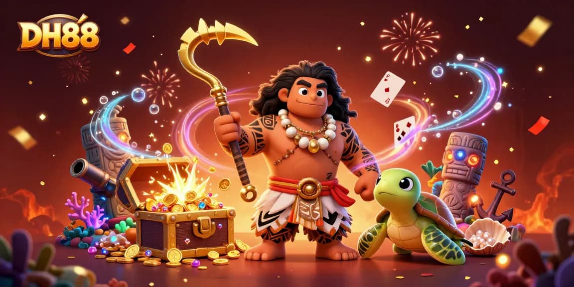 Engage with thrilling DH88 casino adventures among treasures and vibrant game elements.