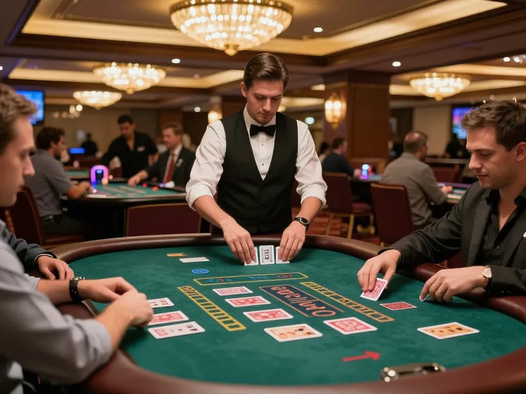 Engaged players at ATQ com casino, enjoying blackjack with strategy and excitement.