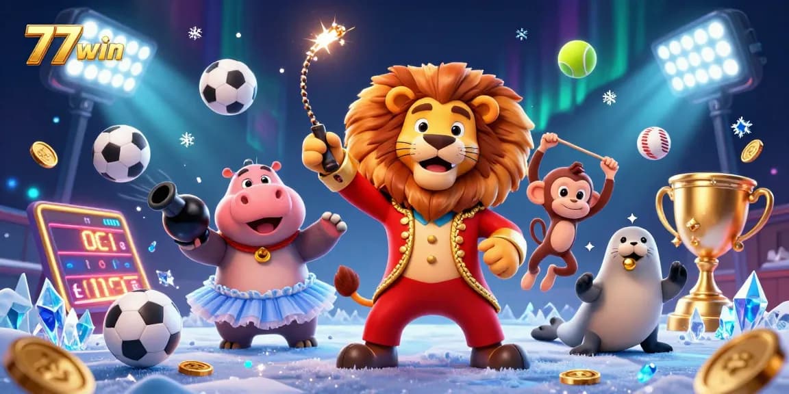 Experience thrilling gameplay at 77win with circus-themed gambling elements and dynamic sports visuals.