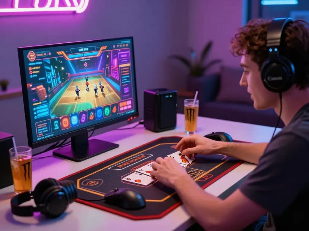 Thrilling online gambling experience with bomwin gaming platform, showcasing dynamic gameplay and digital accessories.