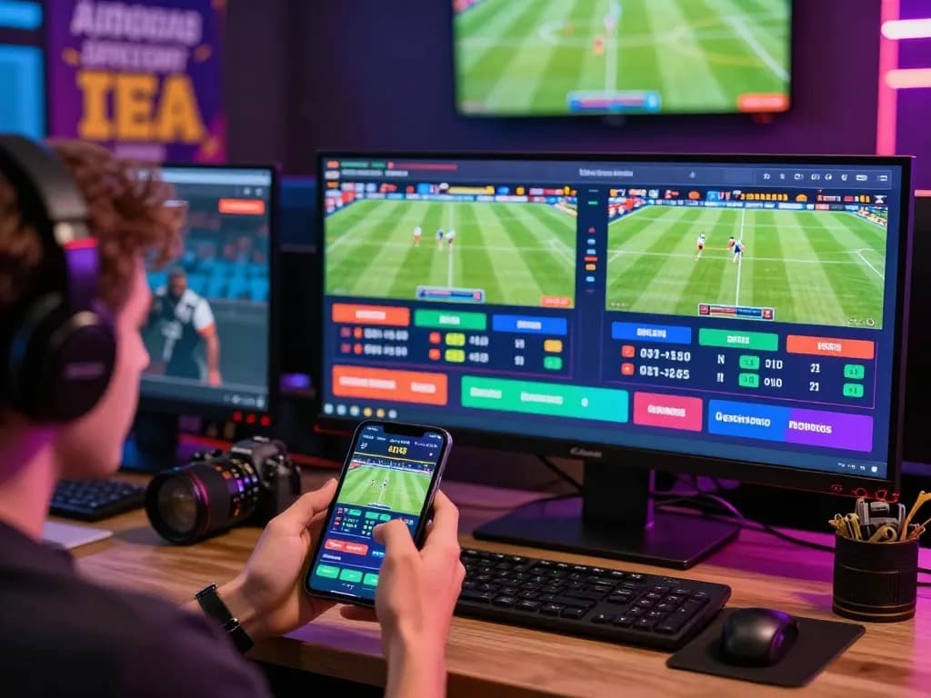 Engaged user placing bets on keonhacai fb88 platform with vibrant sports graphics