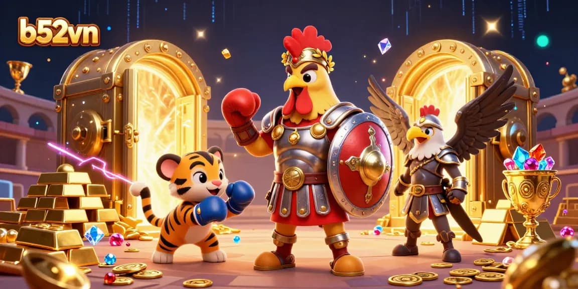 Engage with b52vn's thrilling arena battles featuring 3D cartoon characters and treasure!