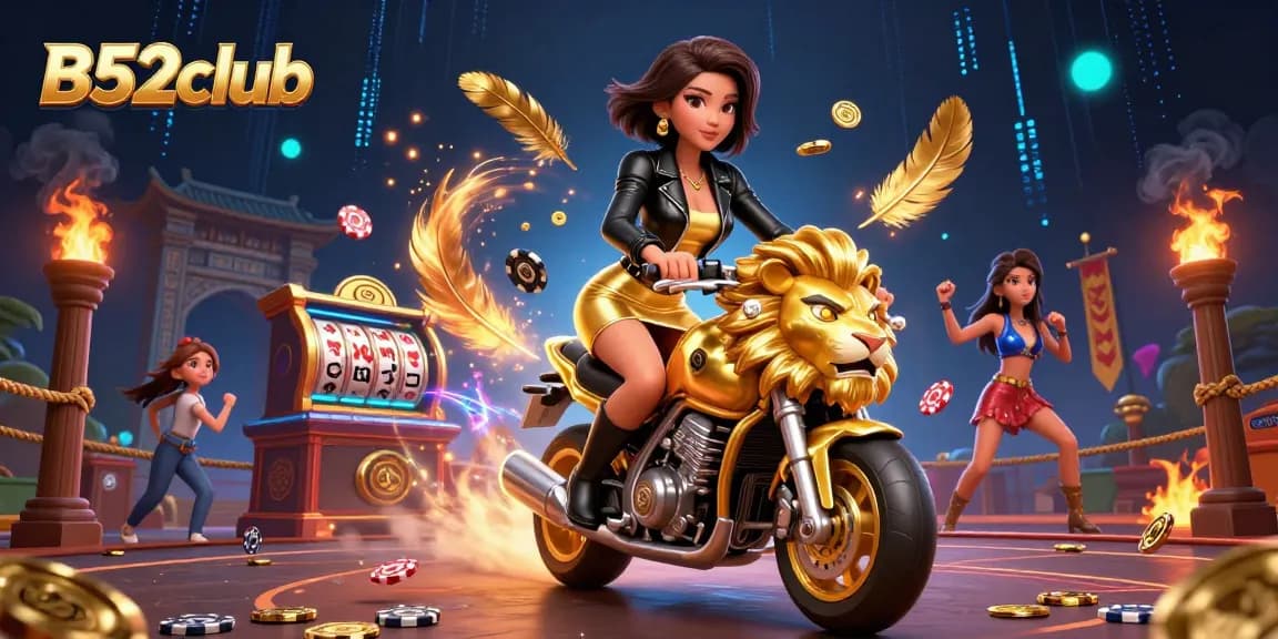 B52club players enjoying slots and excitement with dynamic gambling action and vibrant visuals.