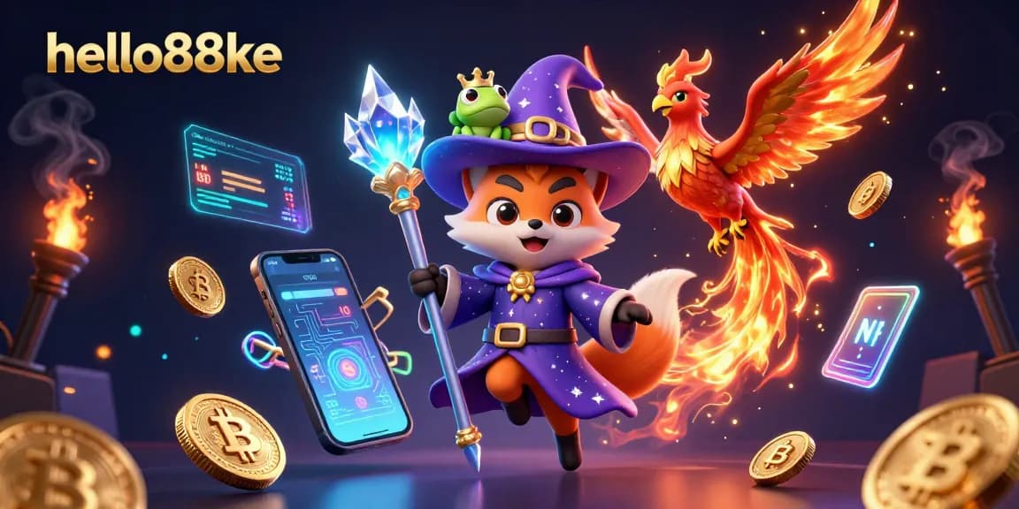 Join the excitement at hello88ke with a mystical fox wizard and phoenix in a dazzling casino scene.