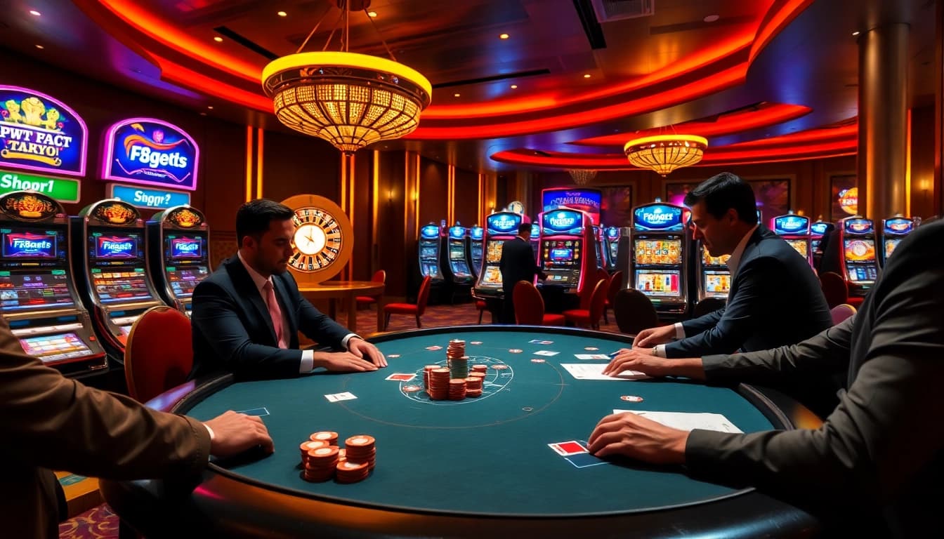 Engage in thrilling casino games at https://f8beta2.support/ with vibrant poker chips and spinning roulette wheel.