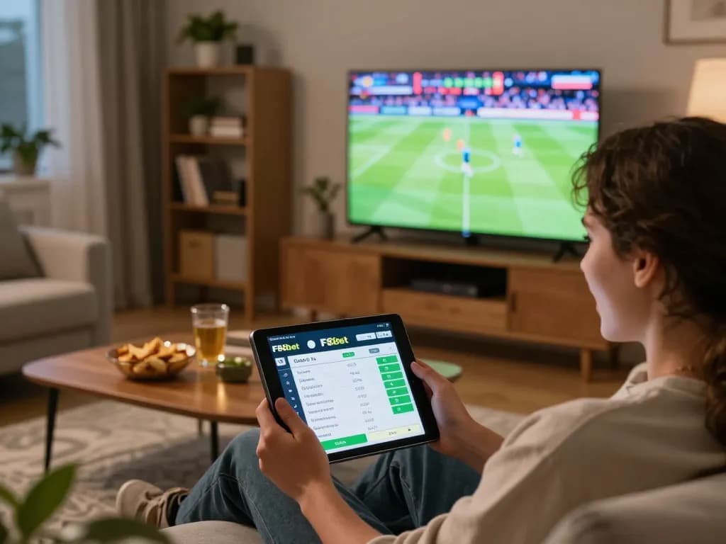 Person enjoying a thrilling betting experience on F8bet mobile app during a live sports event.