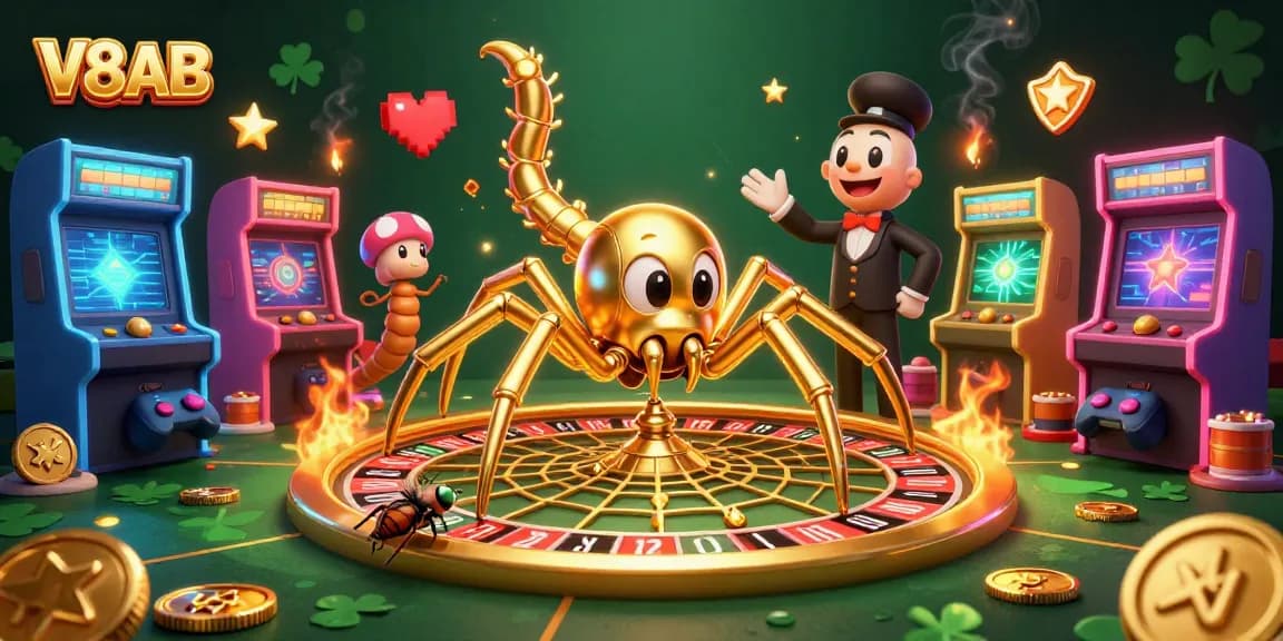 V8AB offers an immersive casino experience with vibrant characters and gaming elements.