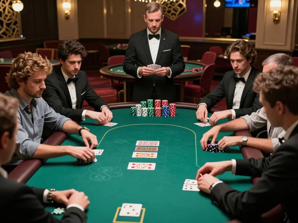 Players strategizing in a poker game with App Five88 enhancing their online gambling experience.
