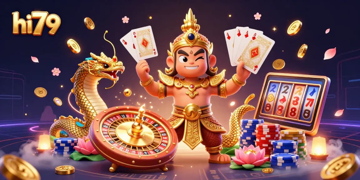 Join the excitement at hi79, featuring vibrant casino guardians and lavish slot elements.