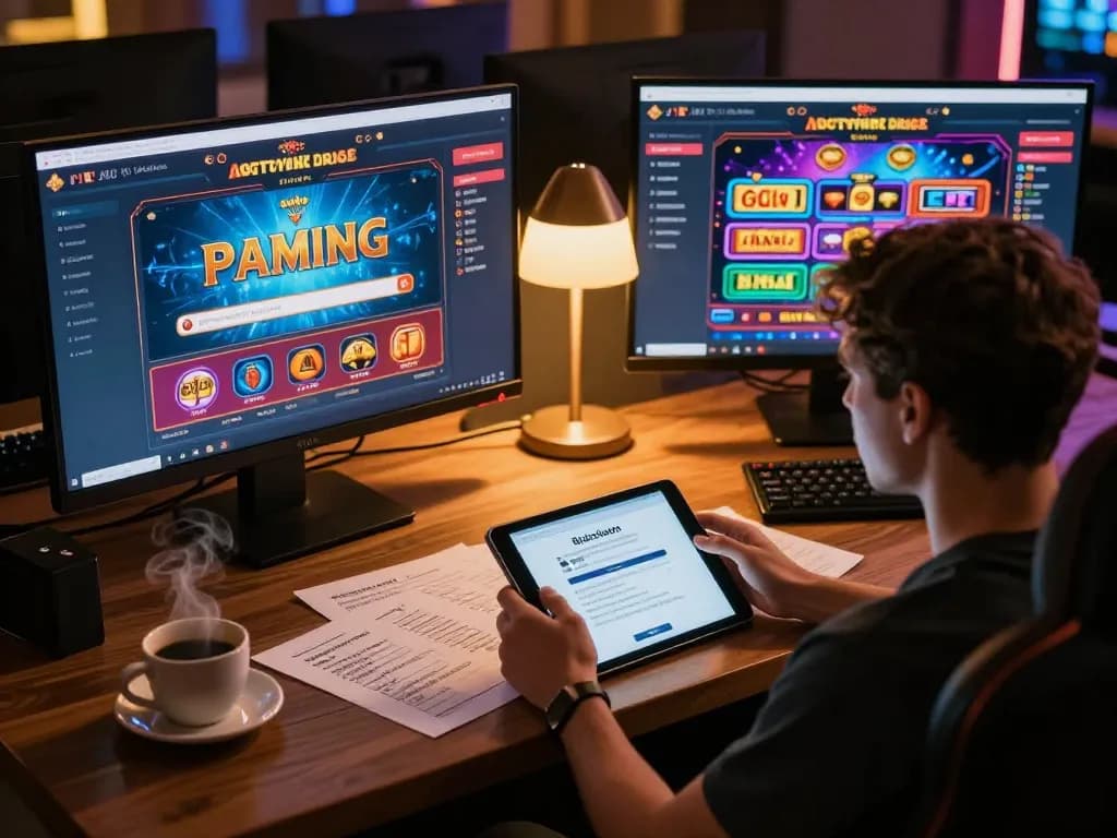 Registering for Ga28 while engaging with exciting online casino games on a tablet in a cozy setting.