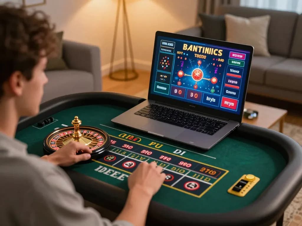 Player enjoying a live casino experience at home using SC88 online platform, captivating roulette wheel visible.