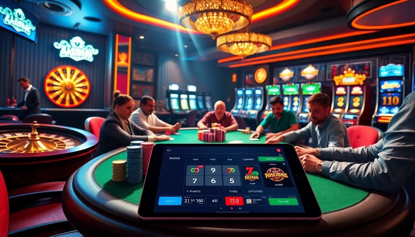 Engaging poker game at a casino highlighting link vào 79king for thrilling betting experiences.
