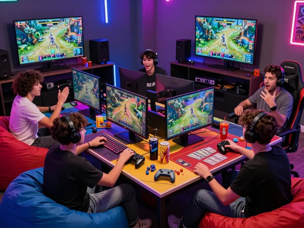 Players enjoying an exciting game 789P session in a vibrant gaming environment filled with colorful decorations and neon lights.