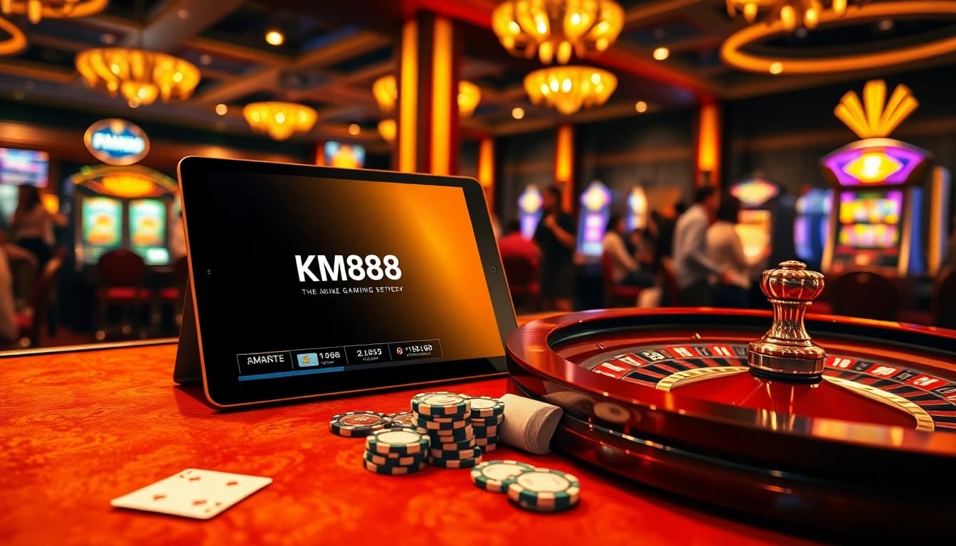 Experience the excitement of KM88 casino gaming with vibrant tables, slots, and engaged players.